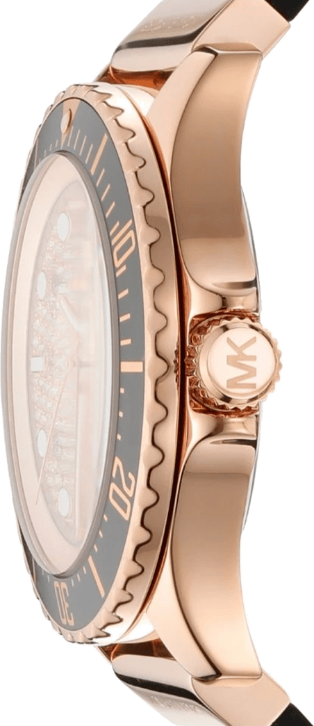 Michael Kors Everest Analog Rose Gold Dial Black Silicone Strap Watch For Women - MK7358
