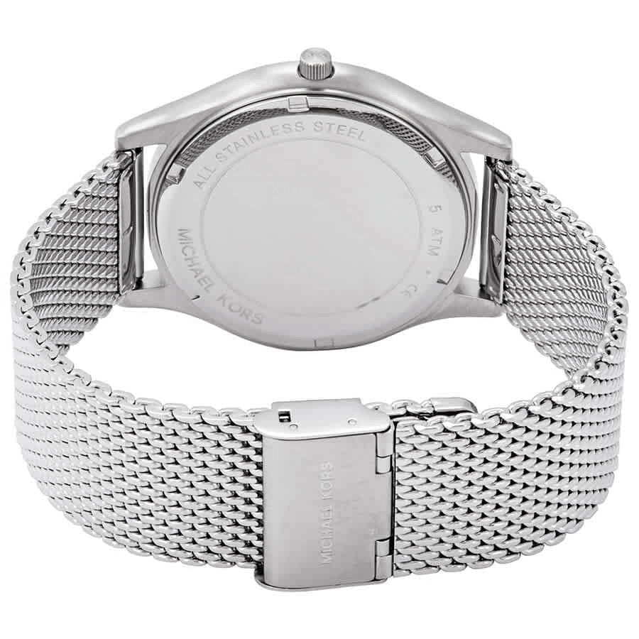 Michael Kors Slim Runway Analog Black Dial Silver Mesh Bracelet Watch For Men - MK8606