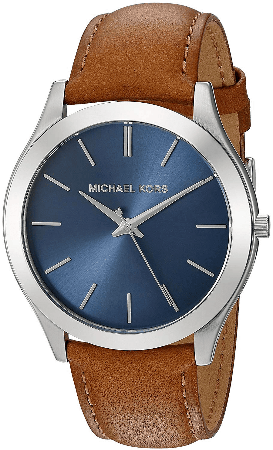 Michael Kors Slim Runway Analog Blue Dial Brown Leather Strap Watch For Men - MK8508