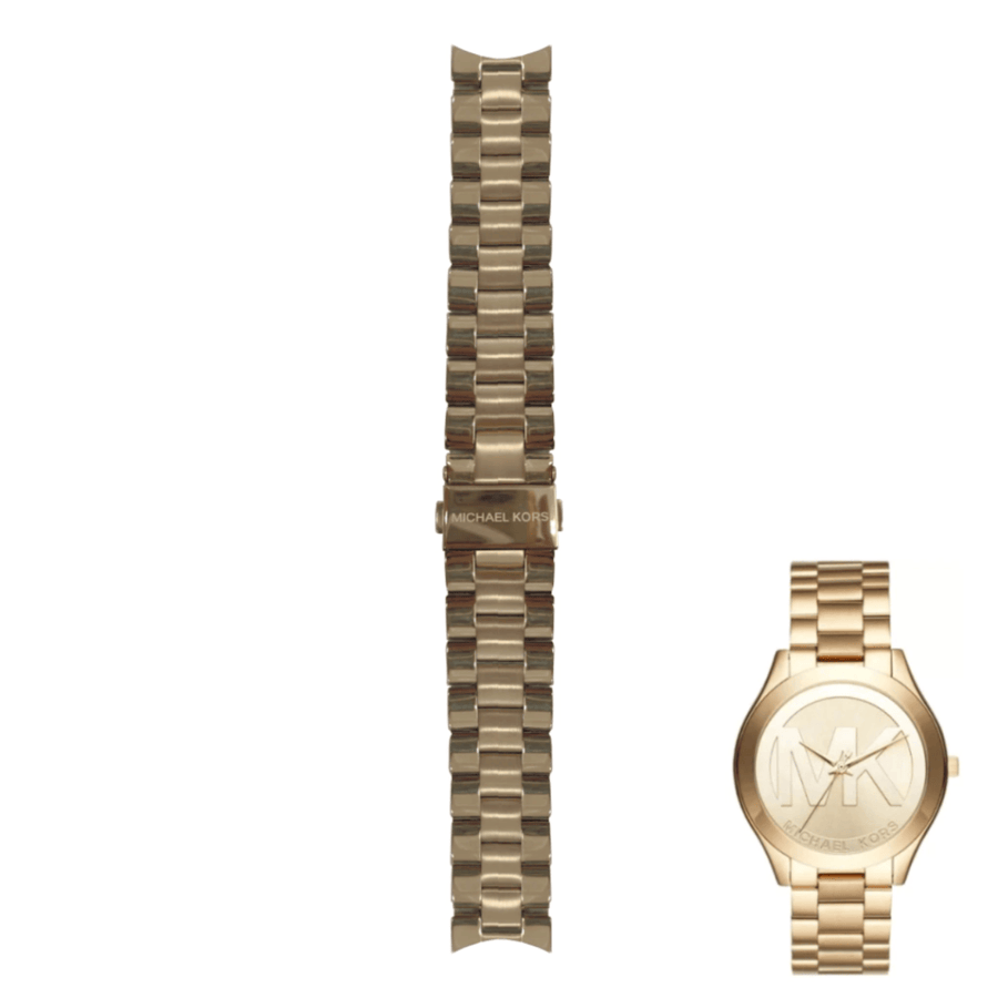 Michael Kors Slim Runway Analog Gold Dial Gold Steel Strap Watch For Women - MK3739