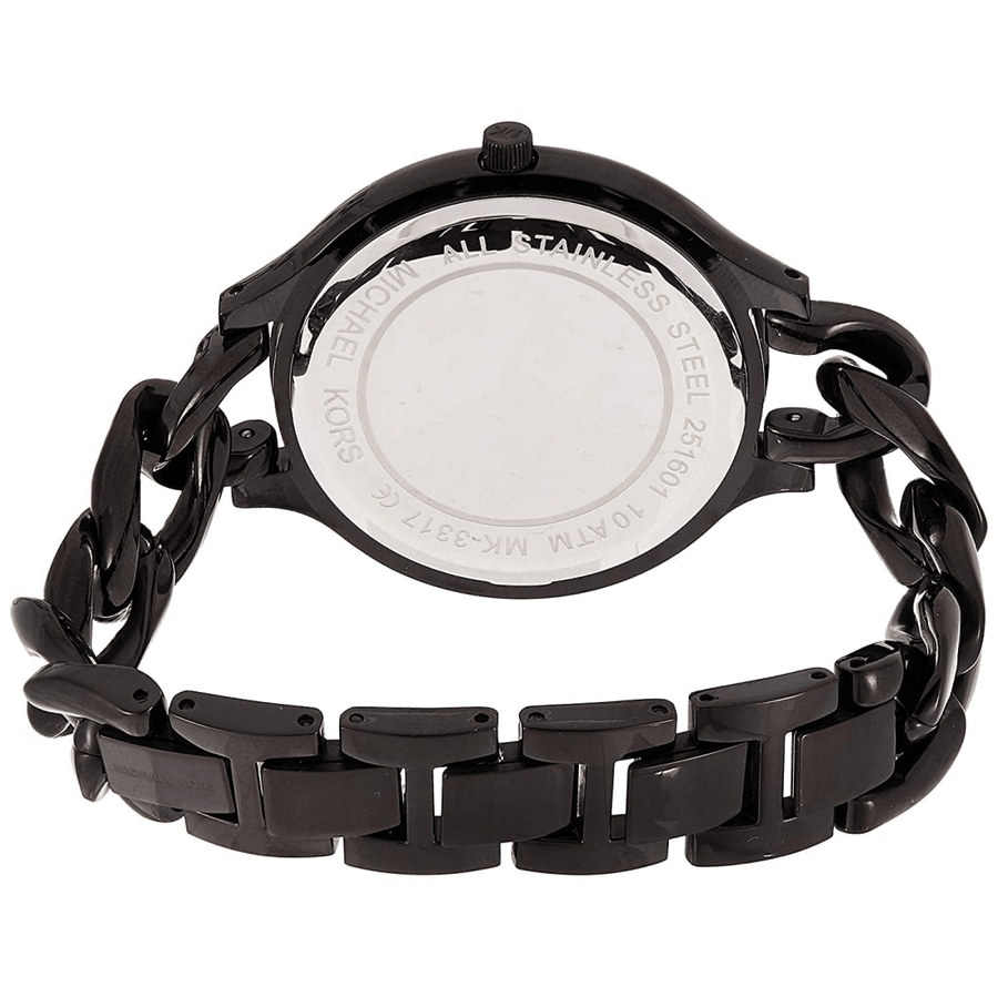 Michael Kors Slim Runway Black Dial Black Steel Strap Watch for Women - MK3317