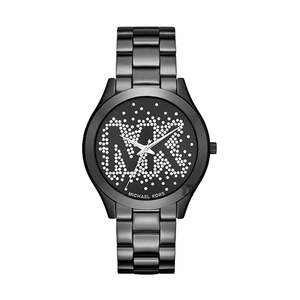 Michael Kors Slim Runway Black Dial Black Steel Strap Watch for Women - MK3589