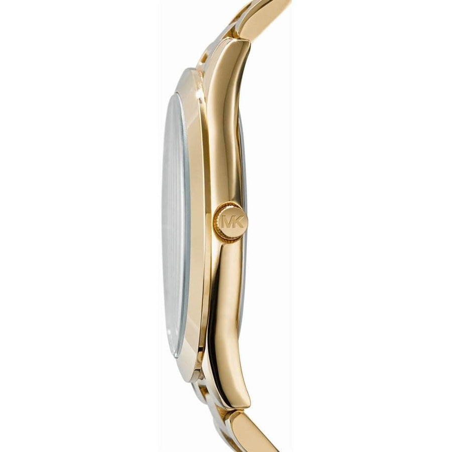 Michael Kors Slim Runway Blue Dial Gold Steel Strap Watch for Women - MK3265