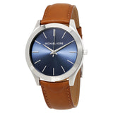 Michael Kors Slim Runway Analog Blue Dial Brown Leather Strap Watch For Men - MK8508