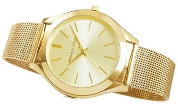 Michael Kors Slim Runway Champagne Dial Gold Mesh Bracelet Watch for Women - MK3282