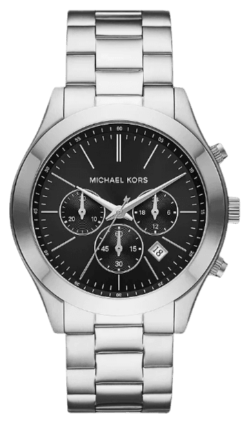 Michael Kors Slim Runway Chronograph Black Dial Silver Steel Strap Watch For Men - MK1056