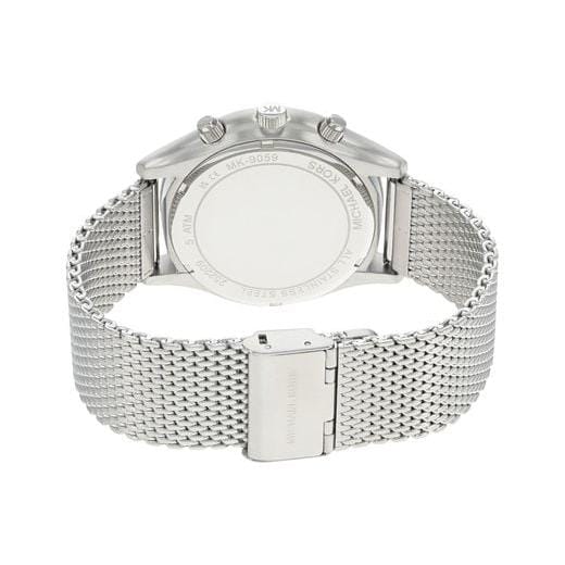 Michael Kors Slim Runway Chronograph Silver Dial Silver Mesh Bracelet Watch For Men - MK9059