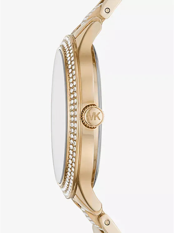 Michael Kors Slim Runway Crystals Gold Dial Gold Steel Strap Watch for Women - MK3632