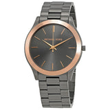 Michael Kors Runway Quartz Grey Dial Grey Steel Strap Watch For Women - MK8576