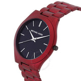 Michael Kors Slim Runway Quartz Black Dial Red Steel Strap Watch for Men - MK8712