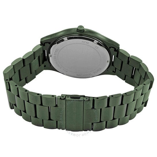 Michael Kors Slim Runway Quartz Black Dial Green Steel Strap Watch For Men - MK8715