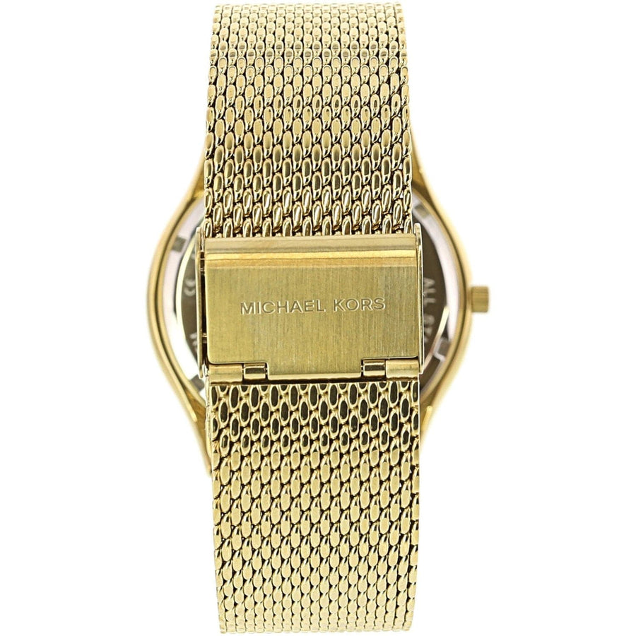Michael Kors Slim Runway Quartz Gold Dial Gold Mesh Bracelet Watch For Women - MK8625