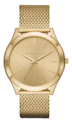 Michael Kors Slim Runway Quartz Gold Dial Gold Mesh Bracelet Watch For Women - MK8625
