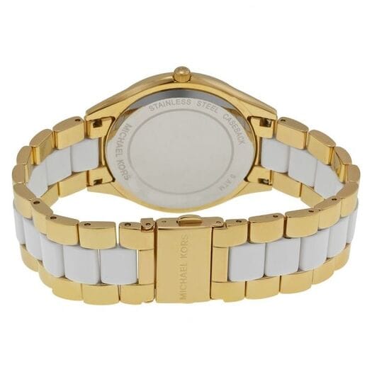 Michael Kors Slim Runway Quartz White Dial Two Tone Steel Strap Watch For Women - MK4295