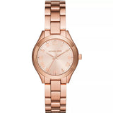 Michael Kors Mini Slim Runway Rose Gold Dial Rose Gold Steel Strap Watch For Women - MK3457