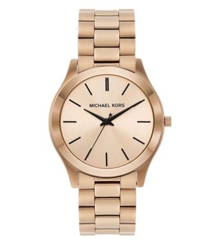 Michael Kors Slim Runway Three-Hand Gold Dial Gold Steel Strap Watch for Women - MK9122