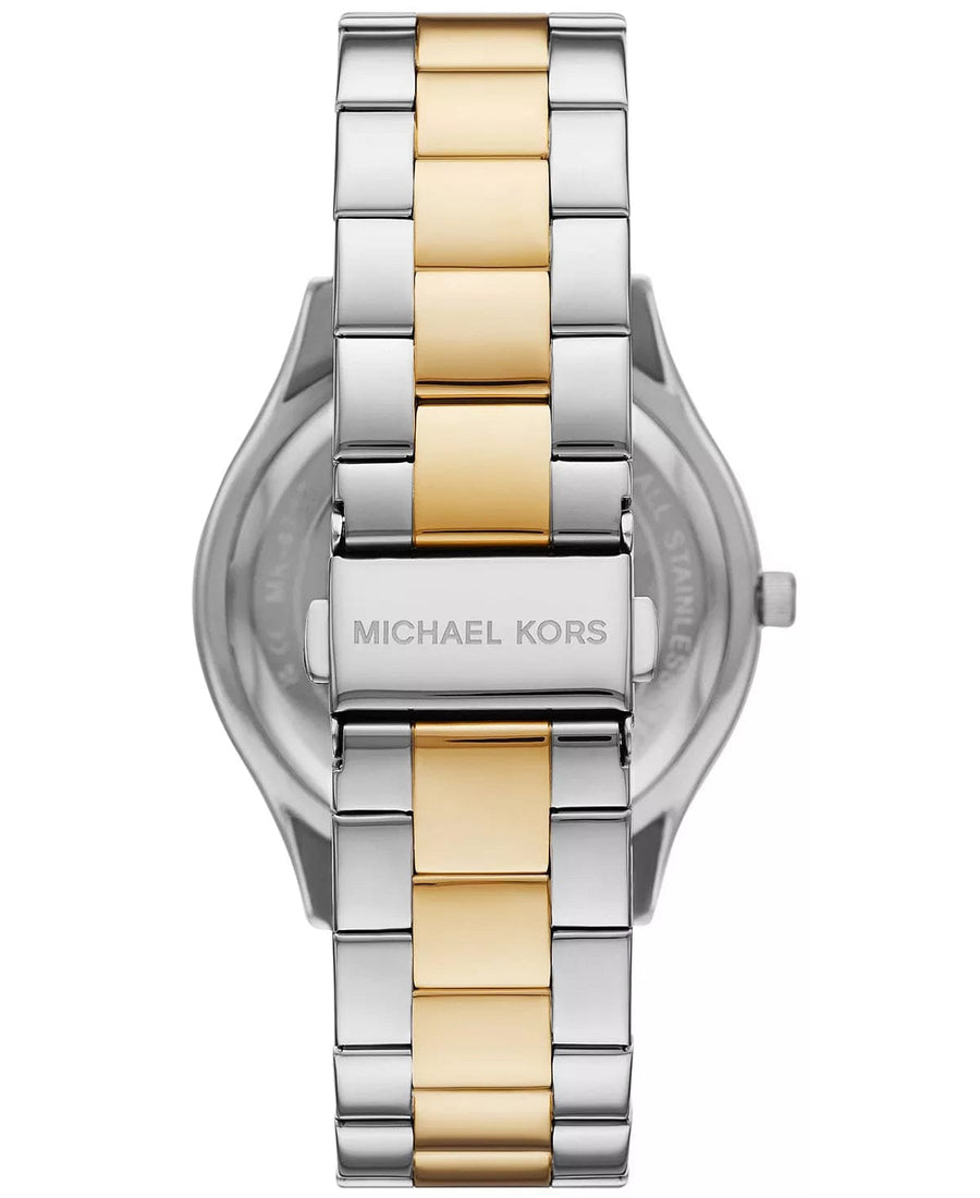 Michael Kors Slim Runway Three Hand Silver Dial Two Tone Steel Strap Watch For Women - MK4735