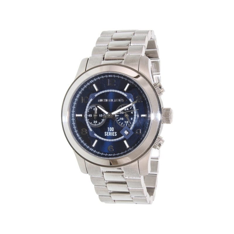 Michael Kors Stop Hunger Chronograph Blue Dial Silver Steel Strap Watch for Men - MK8314