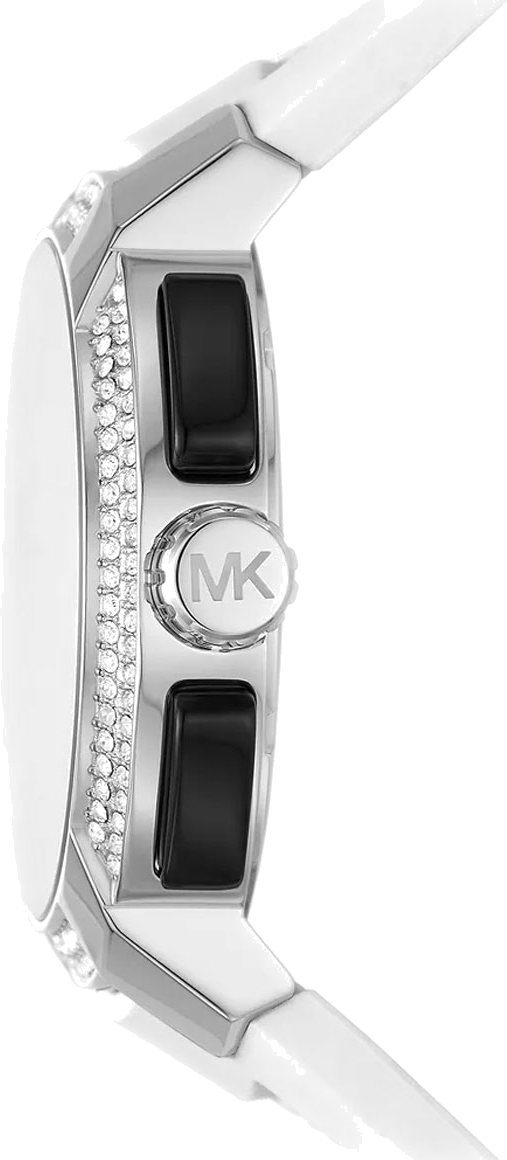 Michael Kors Sidney Multifunction Black Dial White Silicone Strap Watch For Women - MK6947