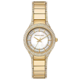 Michael Kors Sylvia Mother Of Pearl Dial Gold Steel Strap Watch For Women - MK4655