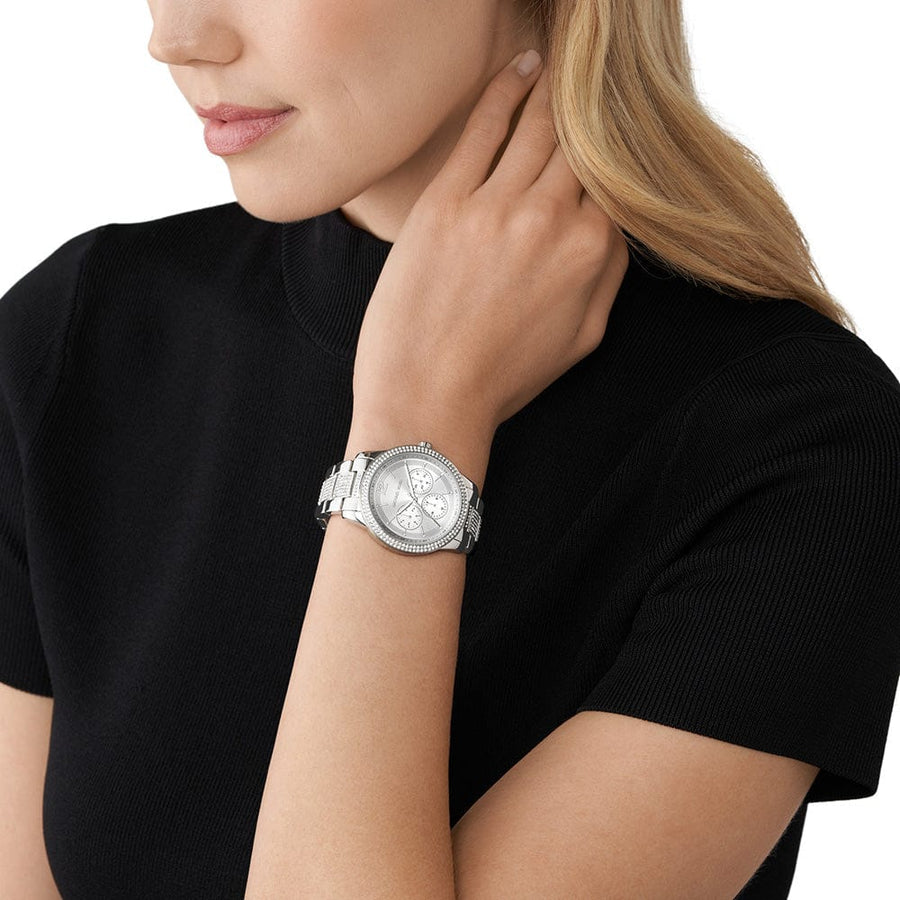 Michael Kors Tibby Chronograph Silver Dial Silver Steel Strap Watch For Women - MK7294