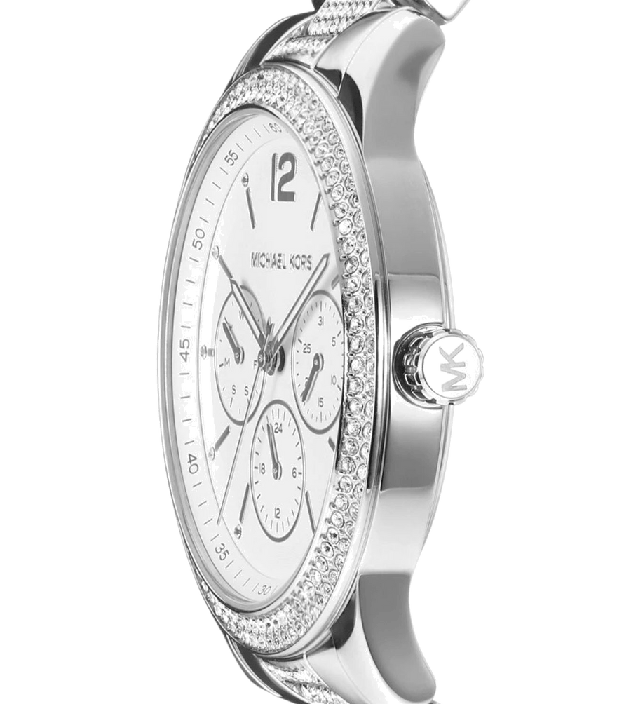 Michael Kors Tibby Chronograph Silver Dial Silver Steel Strap Watch For Women - MK7294