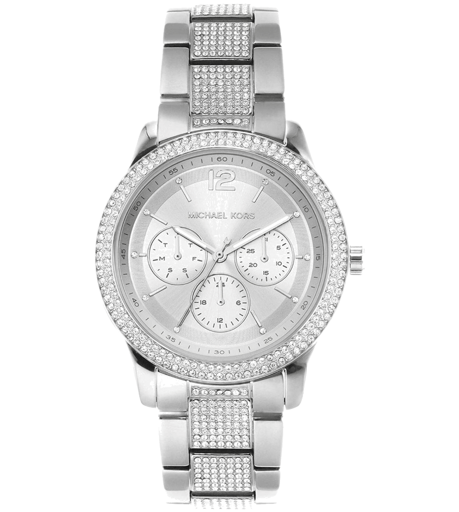 Michael Kors Tibby Chronograph Silver Dial Silver Steel Strap Watch For Women - MK7294