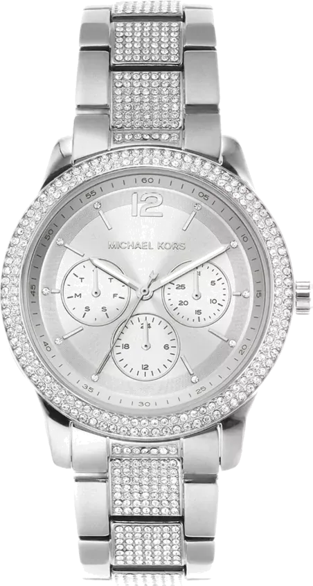 Michael Kors Tibby Chronograph Silver Dial Silver Steel Strap Watch For Women - MK7294