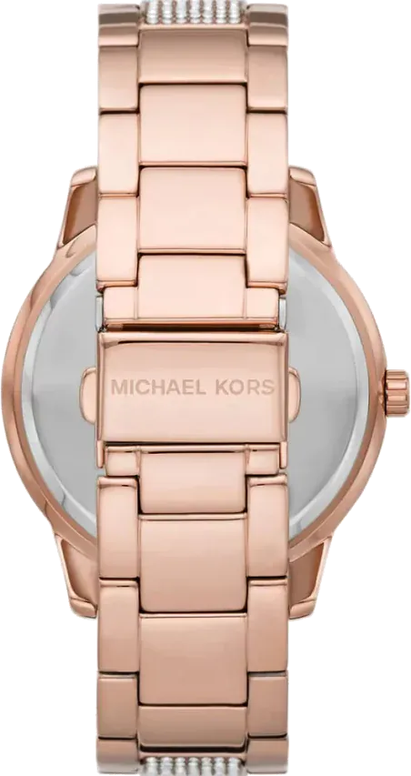 Michael Kors Tibby Chronograph White Dial Rose Gold Steel Strap Watch For Men - MK7293