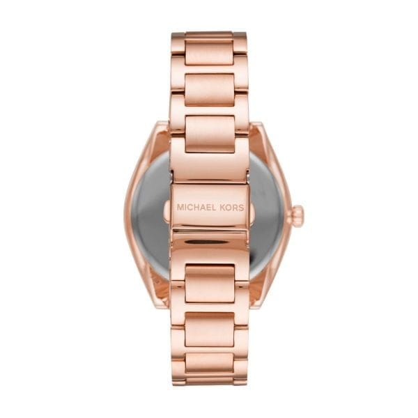 Michael Kors Tibby Chronograph White Dial Rose Gold Steel Strap Watch For Men - MK7293