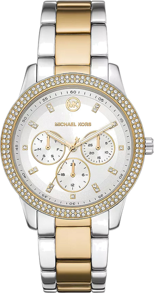 Michael Kors Tibby Multifunction White Dial Two Tone Steel Strap Watch For Women - MK6825