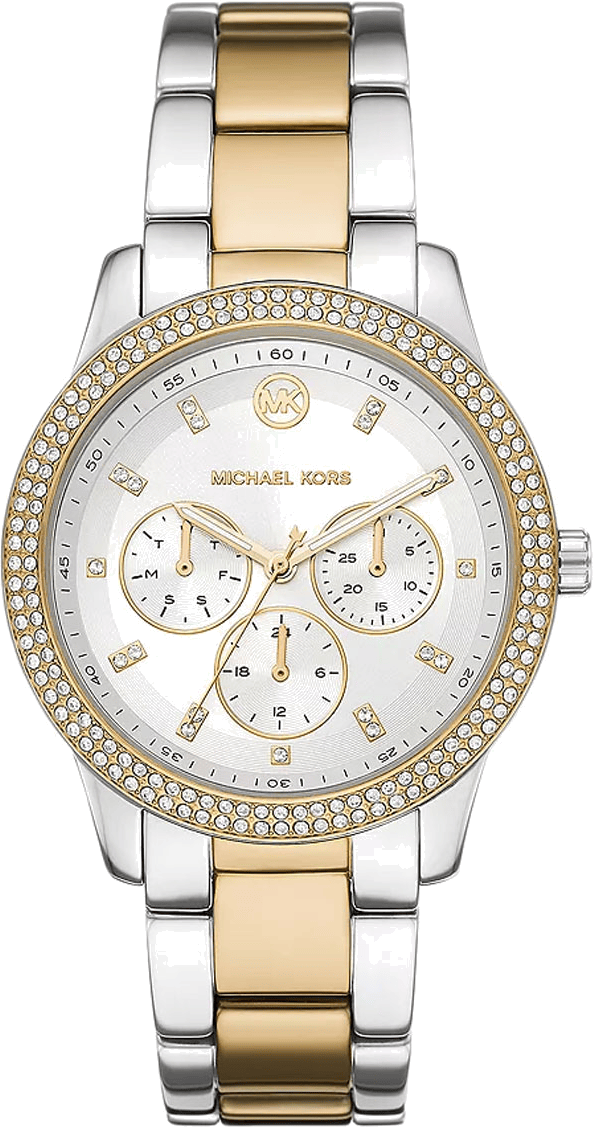 Michael Kors Tibby Multifunction White Dial Two Tone Steel Strap Watch For Women - MK6825