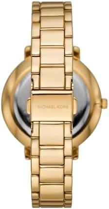 Michael Kors Tibby Multifunction Analog Black Dial Gold Steel Strap Watch for Women - MK4684