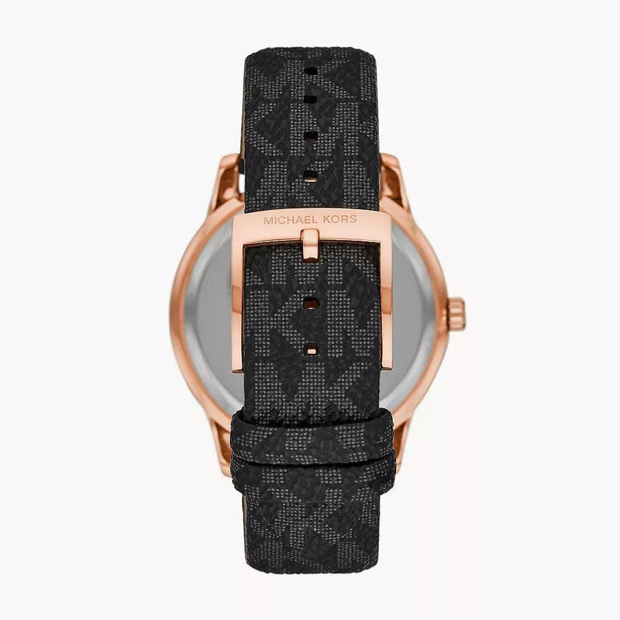 Michael Kors Tibby Multifunction Black Dial Black Leather Strap Watch For Women - MK6968