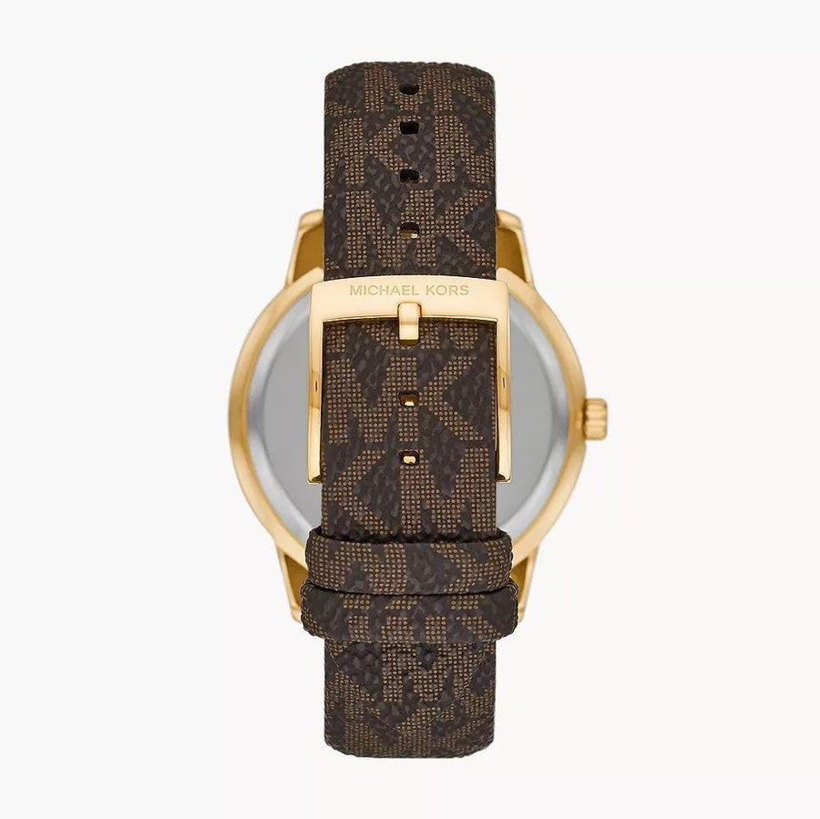 Michael Kors Tibby Multifunction Gold Dial Brown Leather Strap Watch For Women - MK6966