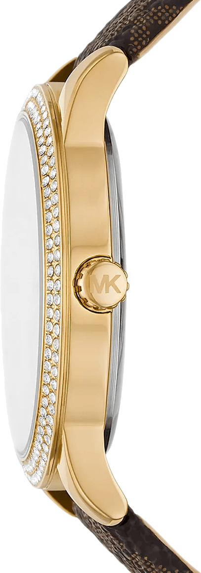 Michael Kors Tibby Multifunction Gold Dial Brown Leather Strap Watch For Women - MK6966