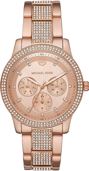 Michael Kors Tibby Chronograph Crystals Rose Gold Dial Rose Gold Steel Strap Watch For Women - MK6826