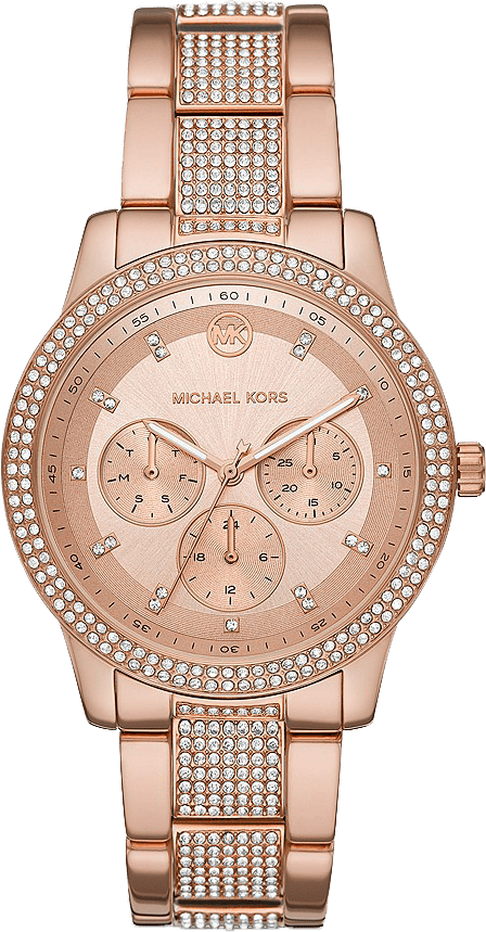 Michael Kors Tibby Chronograph Crystals Rose Gold Dial Rose Gold Steel Strap Watch For Women - MK6826