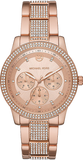 Michael Kors Tibby Chronograph Crystals Rose Gold Dial Rose Gold Steel Strap Watch For Women - MK6826