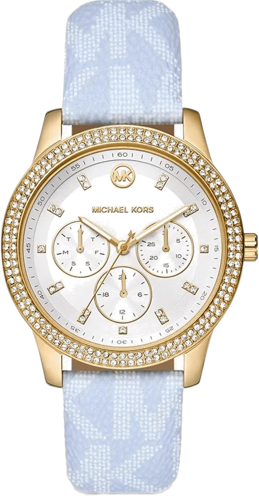 Michael Kors Tibby Multifunction White Dial Blue Leather Strap Watch For Women - MK2965