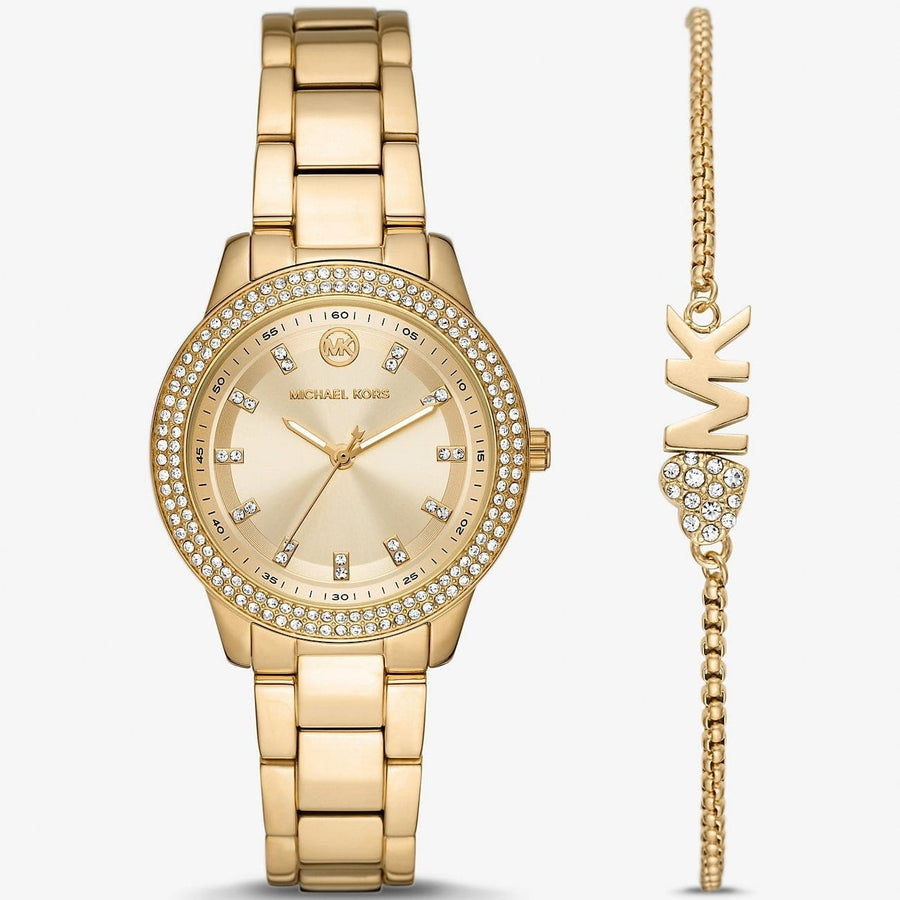 Michael Kors Tibby Pave Gold Dial Gold Steel Strap Watch for Women - MK1057