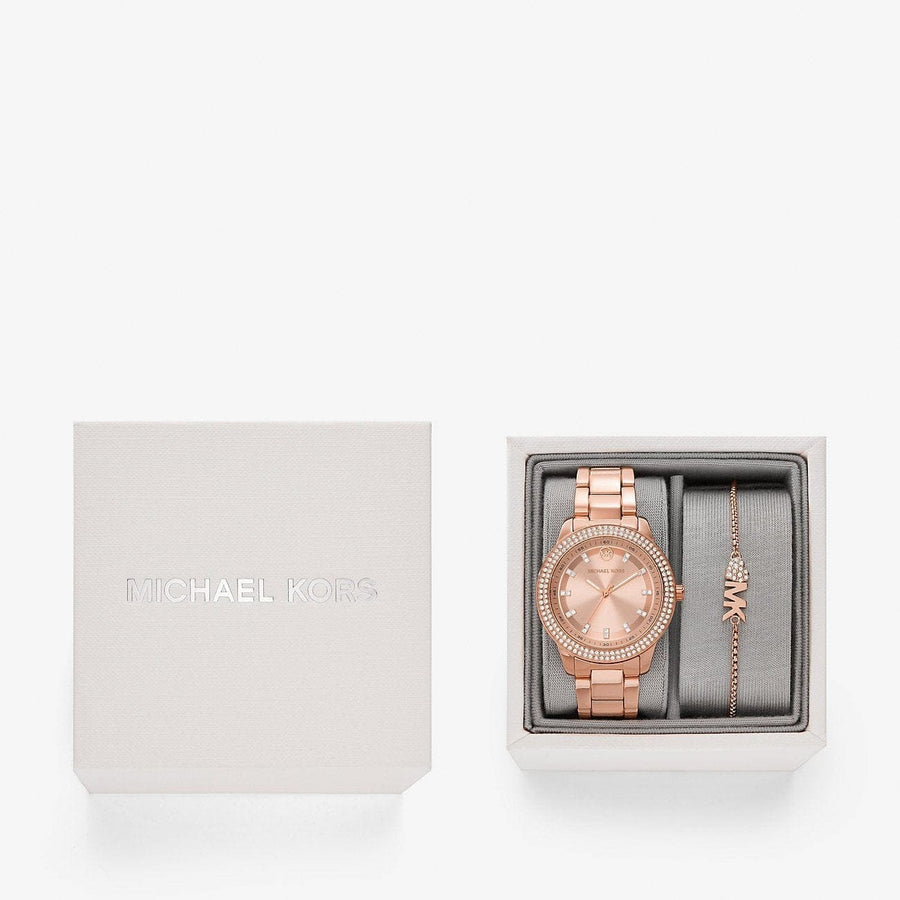Michael Kors Tibby Pave Rose Gold Dial Rose Gold Steel Strap Watch for Women - MK1058