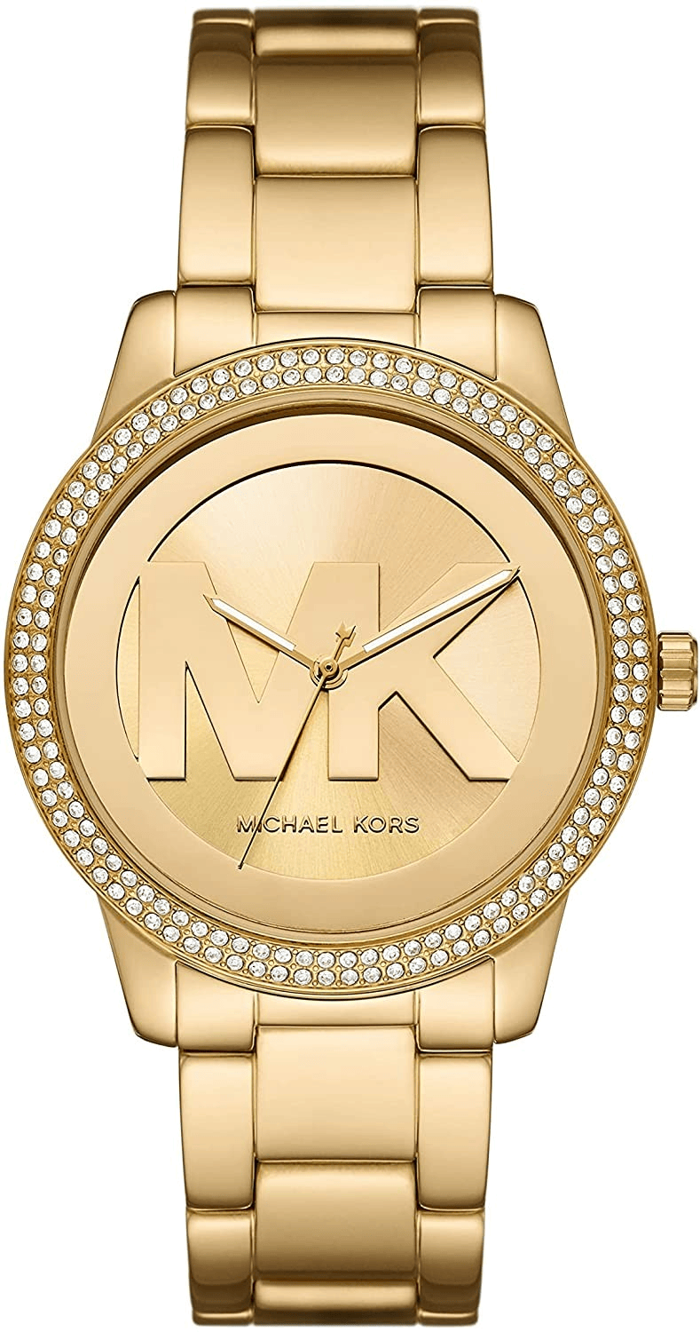 Michael Kors Tibby Three Hand Gold Dial Gold Steel Strap Watch For Women - MK6879