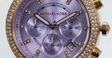 Michael Kors Parker Purple Dial Rose Gold Steel Strap Watch for Women - MK6169