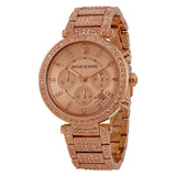 Michael Kors Uptown Glam Parker Chronograph Rose Gold Dial Steel Strap Watch for Women - MK5663