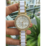 Michael Kors Parker White Dial Two Tone Steel Strap Watch for Women - MK6119