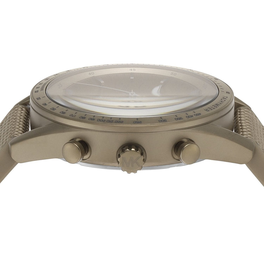 Michael Kors Warren Chronograph Beige Dial Beige Nylon Strap Watch for Men - MK9145