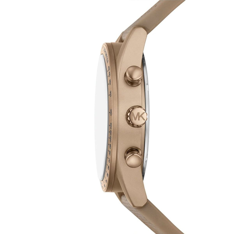 Michael Kors Warren Chronograph Beige Dial Beige Nylon Strap Watch for Men - MK9145