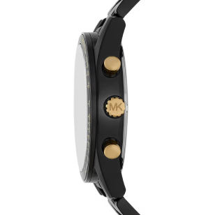 Michael Kors Warren Chronograph Black Dial Black Steel Strap Watch For Men - MK9113