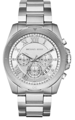 Michael Kors Brecken Chronograph Silver Dial Silver Steel Strap Watch For Women - MK8562